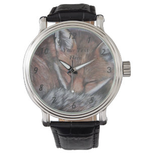 Montre peinture réaliste de faune de renard rouge de
