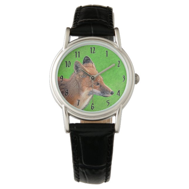 Montre Peinture Red Fox - Art original de la faune (devant)
