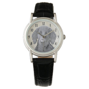 Montre Peinture Retriever à revêtement plat - Art Chien o