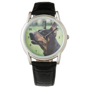 Montre Peinture rêveuse de visage de Pinscher de