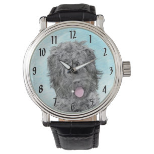 Montre Peinture russe Terrier noir - Chien original migno