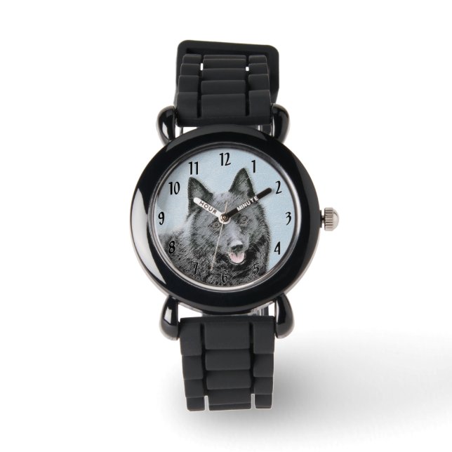 Montre Peinture Schipperke - Cute Original Chien Art (Recto)