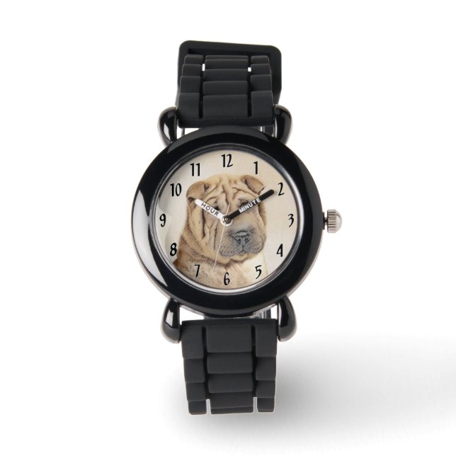 Montre Peinture Shar Pei - Cute Original Chien Art (Recto)