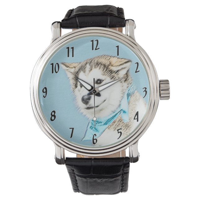 Montre Peinture Sibérienne Husky Puppy - Art Chien origin (devant)