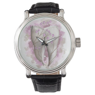 Montre Peinture sur dents. Dentiste, assistante dentaire.