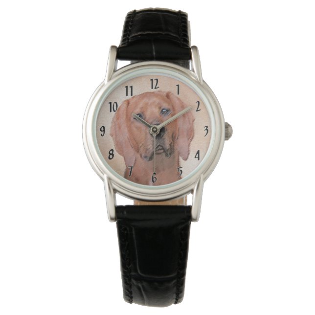Montre Peinture sur pilon rouge - jolie art original chie (devant)
