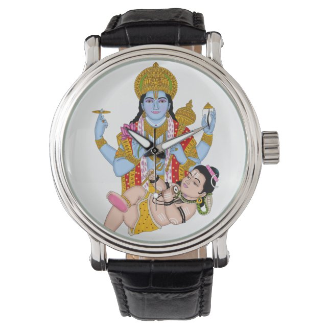 Montre Pendule Shiva & Vishnu – Décoration murale divine  (devant)