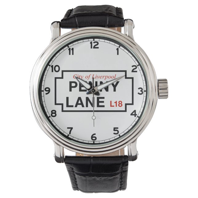 Montre Penny Lane, panneau de rue, Liverpool, Royaume-Uni (devant)