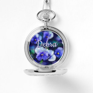 Montre Pensées bleues Fleur de pensée florale Personnalis