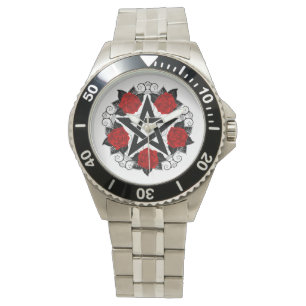 Montre Pentagramme aux roses rouges