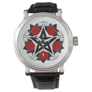 Montre Pentagramme aux roses rouges