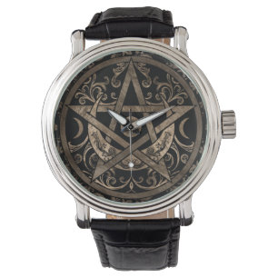 Montre Pentagramme - Or et Noir