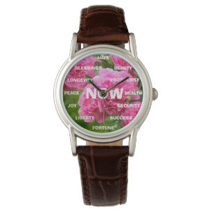 Montre Peonies roses Mots positifs Regarder