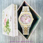 Montre Peony Bliss<br><div class="desc">Ce motif tressé au design floral fleurit, dans des fleurs comme des pivoines, de rose et de blanc, avec un vert feuille souligné, dans des couleurs d'olive, et de marron.</div>