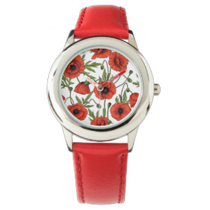 Montre Pépites, rouge et vert sur blanc