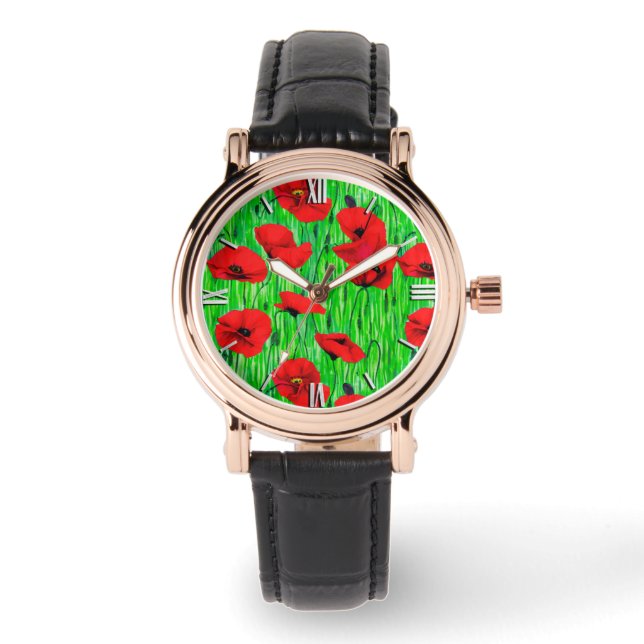Montre Pépites rouges dans un champ vert (Recto)