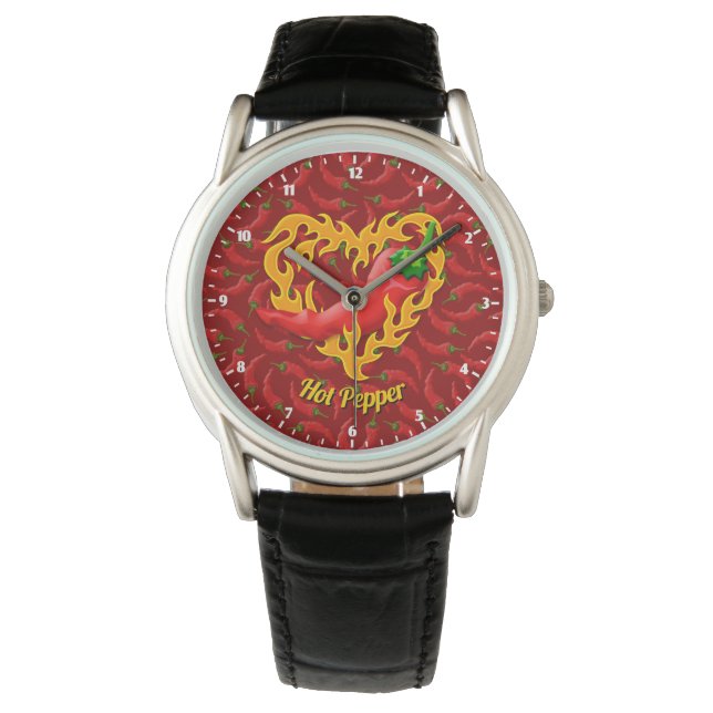 Montre Pepper chili avec Flame Heart Watch (devant)