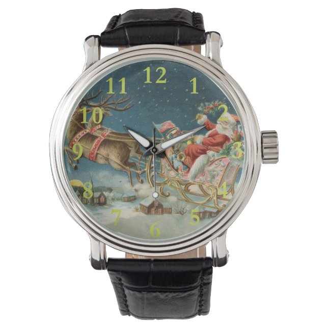 Montre Père Noël Antique Sleigh Reindeer (devant)