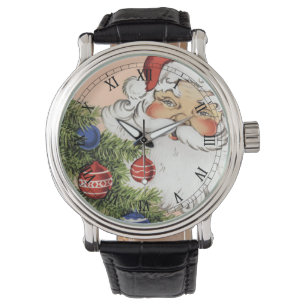 Montre Père Noël de Noël vintage avec ornements d'arbre