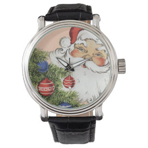 Montre Père Noël vintage de Noël avec ornements d'arbre
