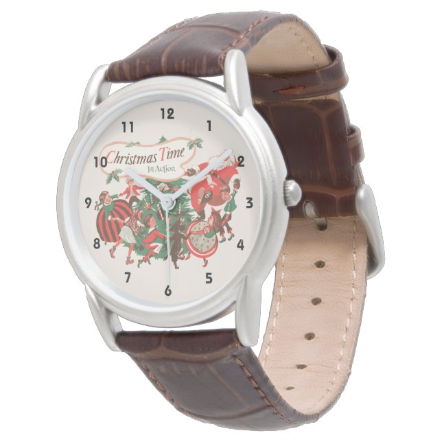 Montre Père Noël vintage et enfants dansants Noël (Incliné)