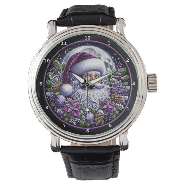 Montre Père Noël Violet Fête sous la Lune (devant)