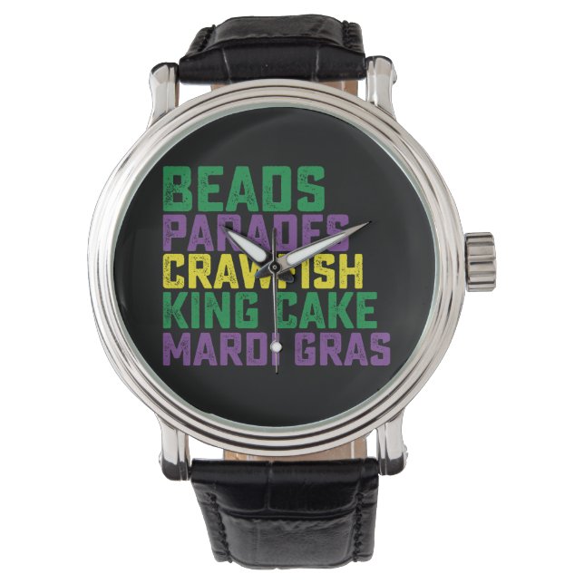 Montre Perles Parades Crawfish King Cake Mardi Gras (devant)