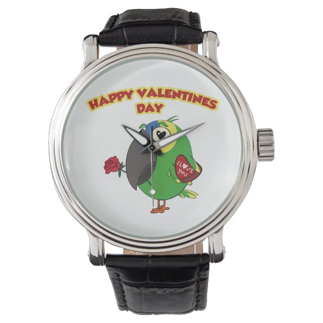 Montre perroquet Saint-Valentin heureux (devant)