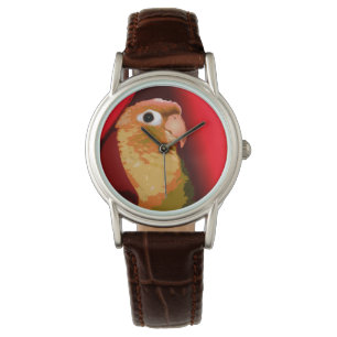 Montre Perroquet vert Joue Oiseau Pop Rouge