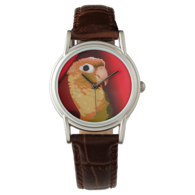 Montre Perroquet vert Joue Oiseau Pop Rouge (devant)