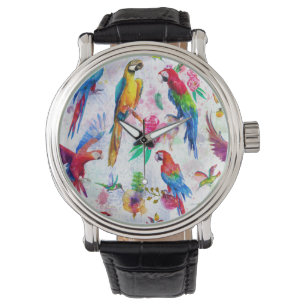 Montre Perroquets de style d'aquarelle
