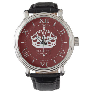 Montre Personalisé Conserver calme Couronne Bourgogne rou