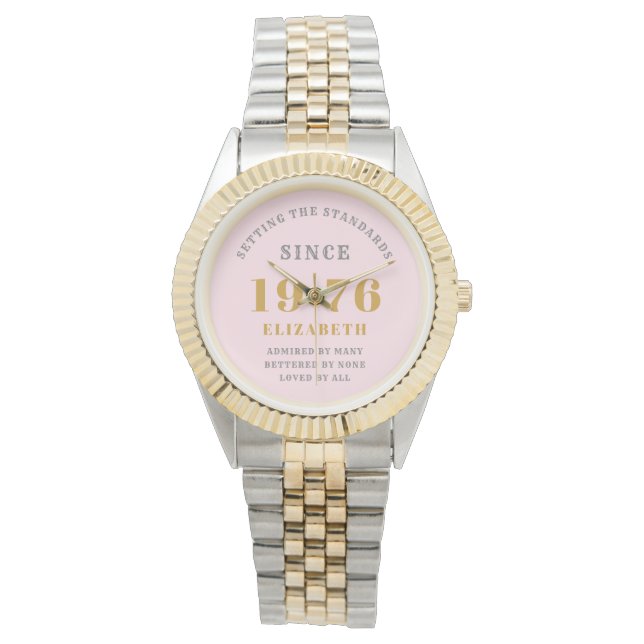 Montre Personalized 50th Birthday 1976 Pink Gold Woman's (devant)