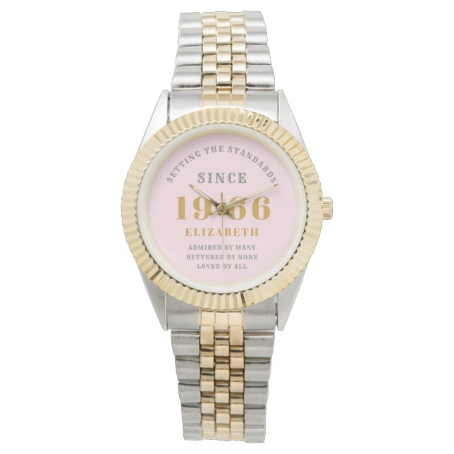Montre Personalized 60th Birthday 1966 Pink Gold Woman's (devant)