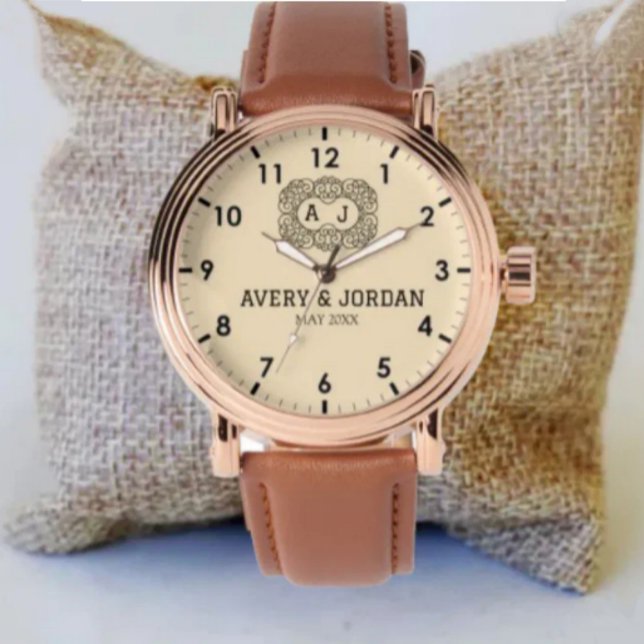 Montre Personalized Beige Dial  Classic Custom Gift (Créateur téléchargé)