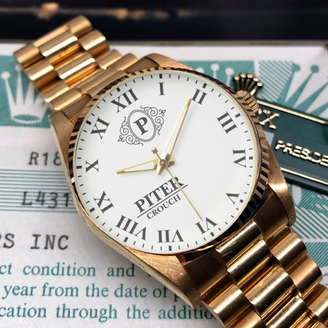 Montre Personalized black and White  initial monogrammed  (Créateur téléchargé)