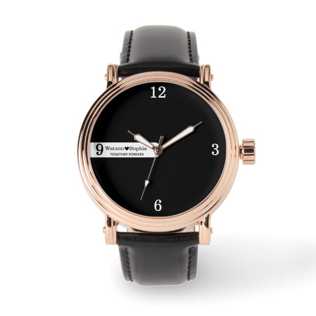 Montre Personalized Couple Name | Love Quote Black  (Recto)