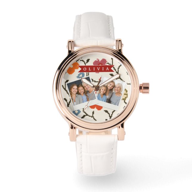 Montre Personalized Folk Scandi Boho Vintage Floral  (Recto)