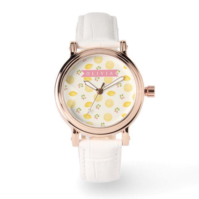 Montre Personalized Lemon Floral Summer Custom Name (Recto)
