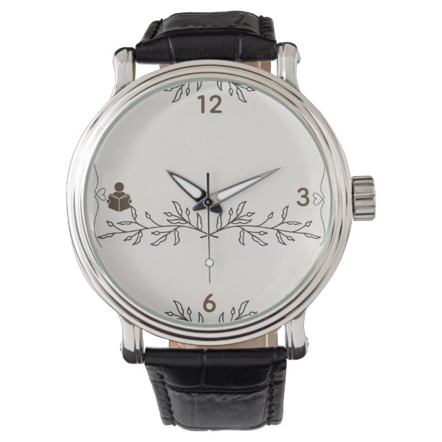 Montre Personalized Men’s Vintage Black Leather Watch (devant)