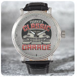 Montre PERSONALIZED NAME Classic Car Garage Custom Shop<br><div class="desc">Personalize this truly unique,  un of-a-kind Retro Vintage American Classic Car Caddy Leadslead Custom Poison. Parfait addition to your retro man cave garage decor ! Customize with your Name or Custom Text ! The coolest vintage retro look around...  Rockabilly Hot Rod Hotrod Kustom Cruiser Lowrider</div>