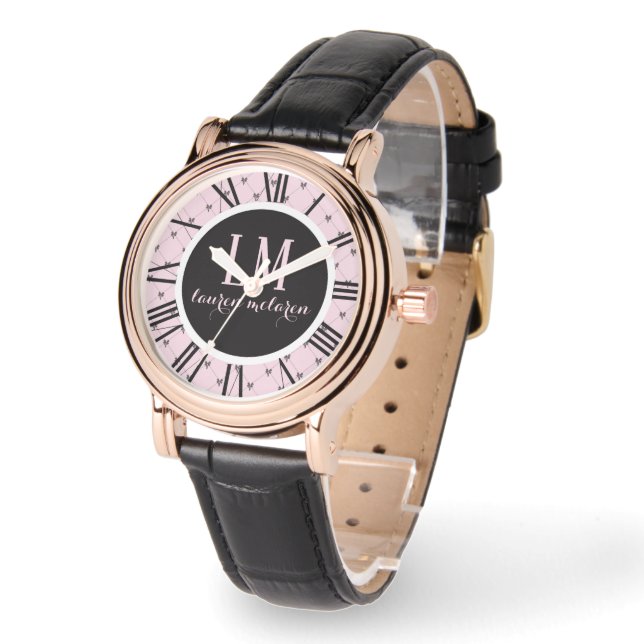 Montre Personalized Pink & Black Bow (Angle)