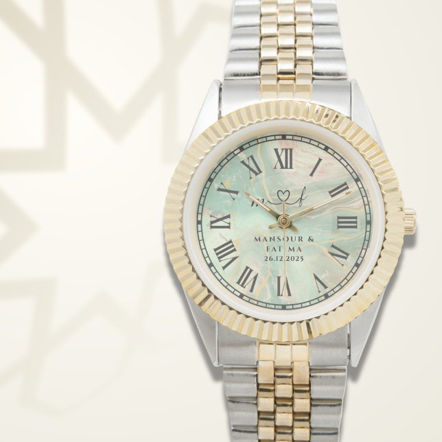 Montre Personalized Two-Tone Watch ∣ Aqua Marble Gift (Créateur téléchargé)