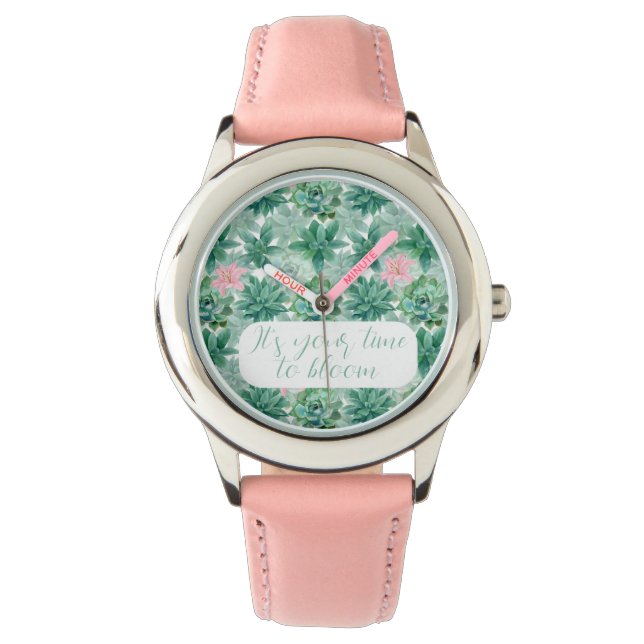 Montre Personnalisable succulents "C'est votre temps de f (devant)