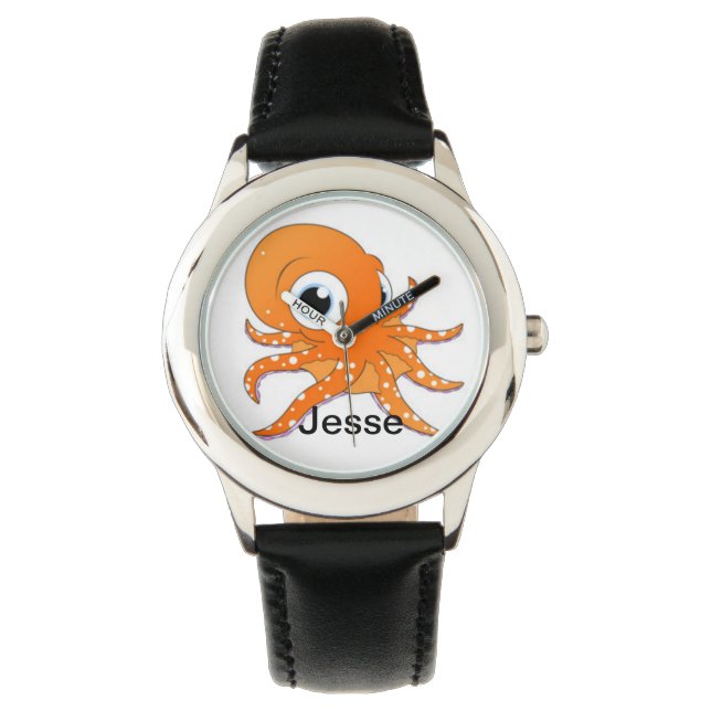 Montre Personnalisé Boy's Black Divers Octopus Name Watch (devant)