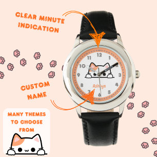 Montre Personnalisé Cute Orange Chat Enfants Apprendre À
