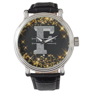 Montre Personnalisé F Monogramme initial d'argent Votre n