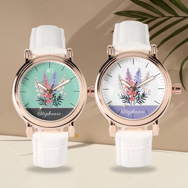 Montre Personnalisé Juillet Fleur de naissance Femmes (Créateur téléchargé)