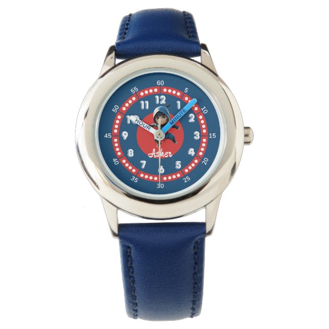 Montre Personnalisé Red & Blue Action Hero Ninja Kids (devant)