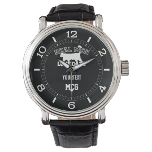 Montre Personnalisé Vrai Hommes Aimer Chats Blanc Silhoue